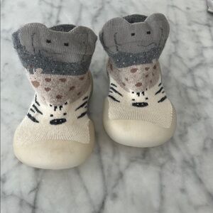 Mayoral Kids' Animal Print Crawler Shoes - Cream and Gray